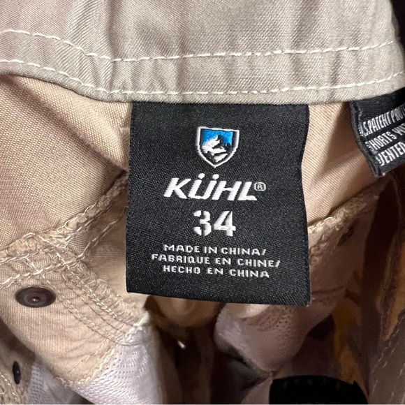 KUHL Cargo Shorts Mens 34 Stretch Cotton Nylon Hiking Camping Outdoor Tan - Picture 7 of 9
